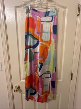 Colorful Abstract Print Maxi Skirt